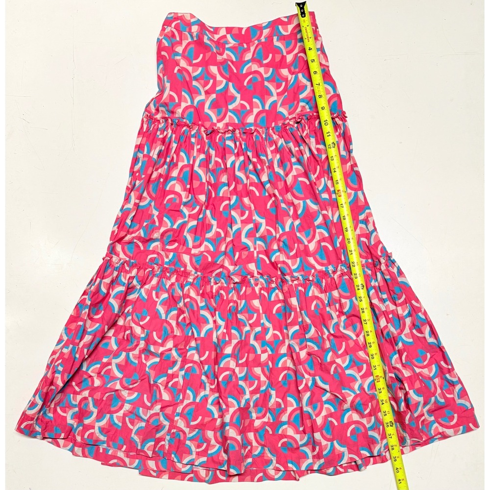 Sundance Iberia‎ Pink Geometric Print Tiered Cotton Maxi Skirt XS Boho Long